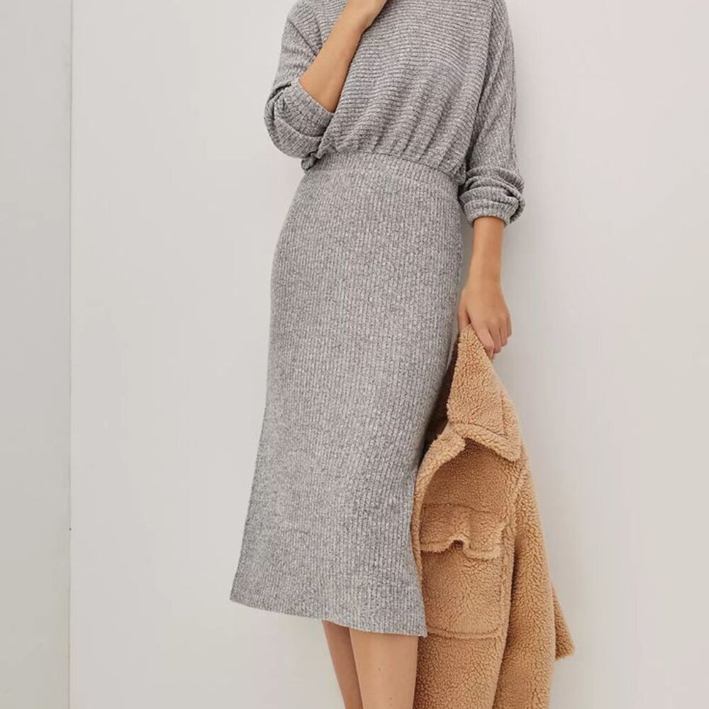 Anthropologie Saturday Sunday Mariah Ribbed Knit Maxi Dress, Size L Petite